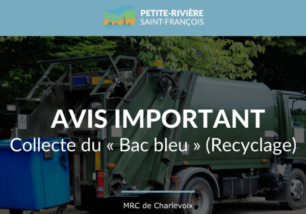 Avis important – Collecte du bac bleu