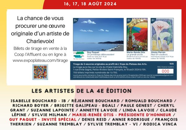 Tirage de trois œuvres au profit de L’Expo du Plateau des Arts