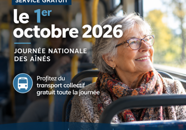 Journée nationale des aînés : transport gratuit le 1er octobre 2026